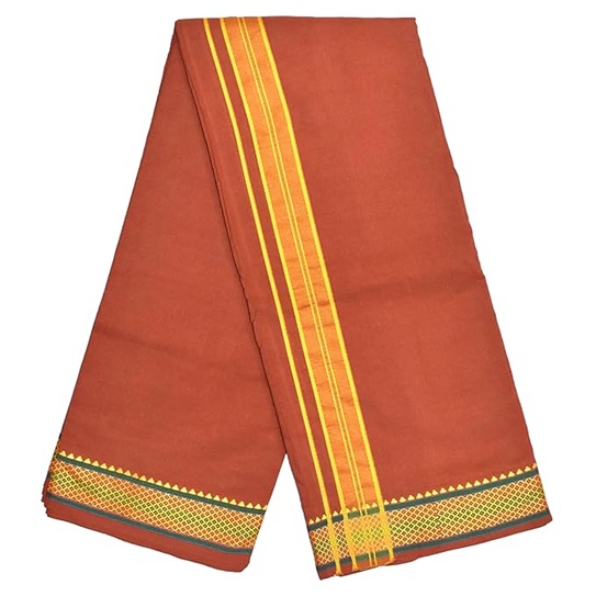 9X5" Gopuram D-KAVI Rajamanickam Panjakacham Set || Size: 4 Mtr Dhoti X 2.25 Mtrs Towel || Polycotton Dhotis - Image 4