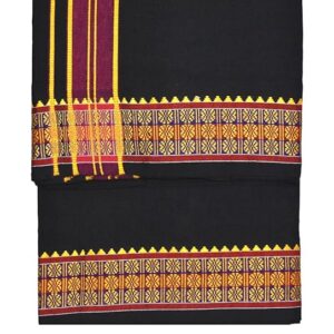 9X5″ Gopuram  BLACK Rajamanickam Panjakacham Set || Size: 4 Mtr Dhoti X 2.25 Mtrs Towel || Polycotton Dhotis