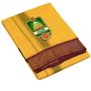 9×5″ Mylkan Polycotton Dhoti –Mango Mylkn with Green& Maroon Border